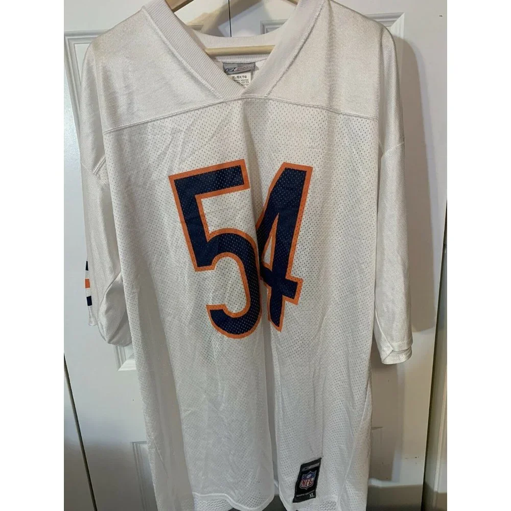 Reebok Urlacher‎ Men’s Sz XL White ORANGE JERSEY  NFL logo and GSH CHICAGO BEARS